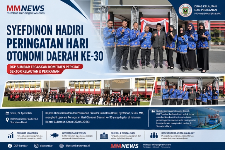 Syefdinon Hadiri Peringatan Hari Otonomi Daerah ke-30, Tegaskan Komitmen Penguatan Sektor Kelautan di Sumbar