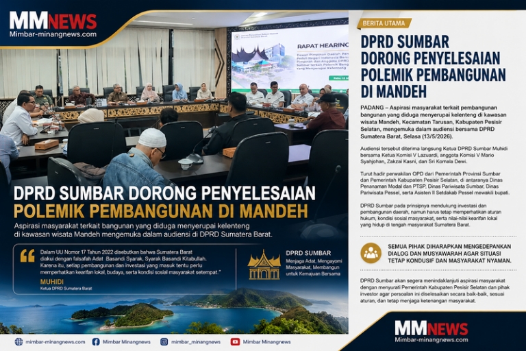 DPRD Sumbar Soroti Bangunan Diduga Menyerupai Kelenteng di Kawasan Mandeh, Investasi Diminta Hormati ABS-SBK