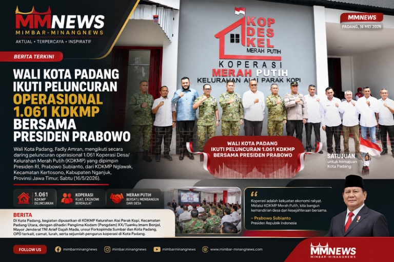 Wali Kota Padang Hadiri Peluncuran 1.061 Koperasi Merah Putih, Sinyal Penguatan Ekonomi Kerakyatan