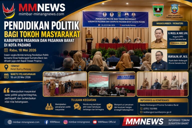 Pendidikan Politik Tokoh Masyarakat Pasaman-Pasbar Digelar di Padang, H. Muzli M Nur Dorong Penguatan Demokrasi Partisipatif