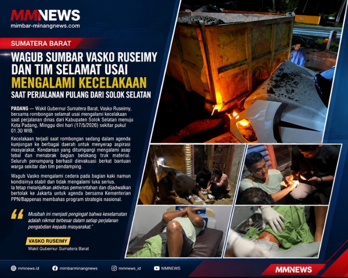 Wagub Sumbar Vasko Ruseimy dan Rombongan Selamat Usai Kecelakaan dalam Perjalanan dari Solok Selatan