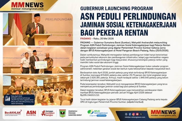 Gubernur Launching Program ASN Peduli, Perluas Perlindungan Jaminan Sosial bagi Pekerja Rentan di Sumbar