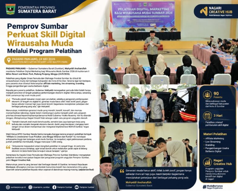 Pemprov Sumbar Perkuat Skill Digital Wirausaha Muda Melalui Program Pelatihan