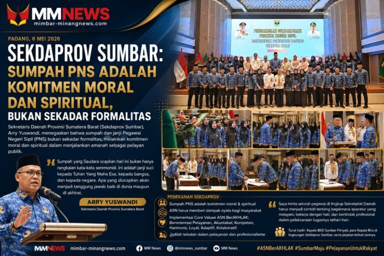 Sumpah PNS Bukan Formalitas, Sekdaprov Sumbar Ingatkan ASN Bertanggung Jawab Dunia dan Akhirat