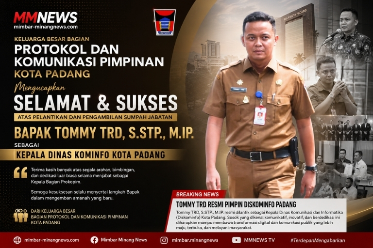 Tommy TRD Resmi Pimpin Diskominfo Padang, Keluarga Besar Prokopim Sampaikan Apresiasi dan Doa Kesuksesan