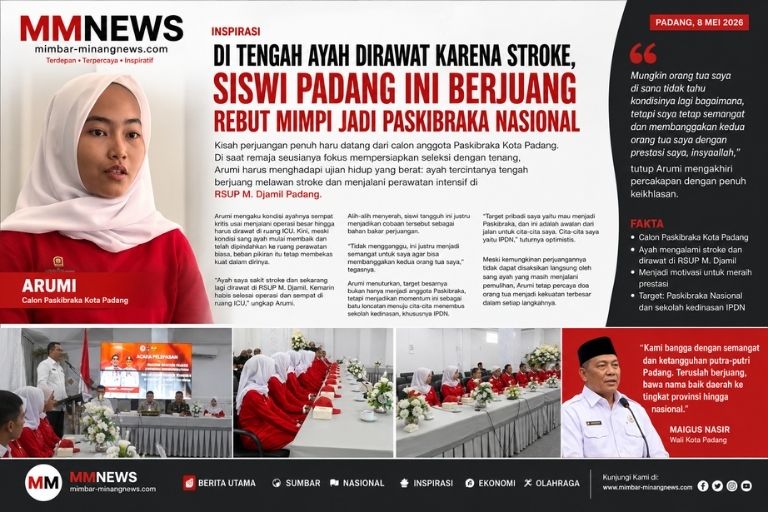 Di Tengah Ayah Dirawat karena Stroke, Siswi Padang Ini Berjuang Rebut Mimpi Jadi Paskibraka Nasional