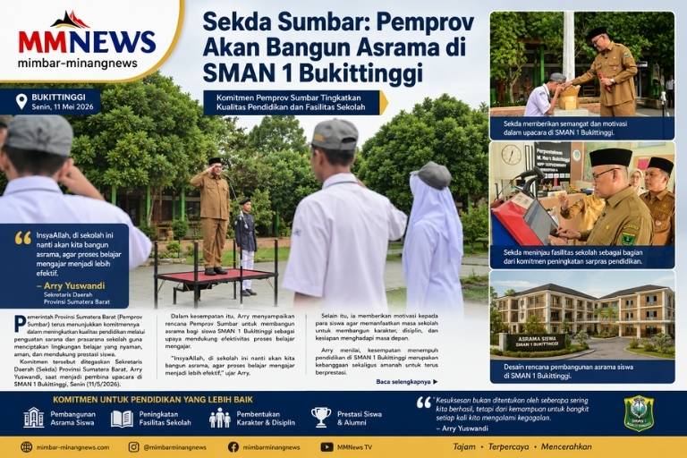 Sekda Sumbar: Pemprov Akan Bangun Asrama di SMAN 1 Bukittinggi