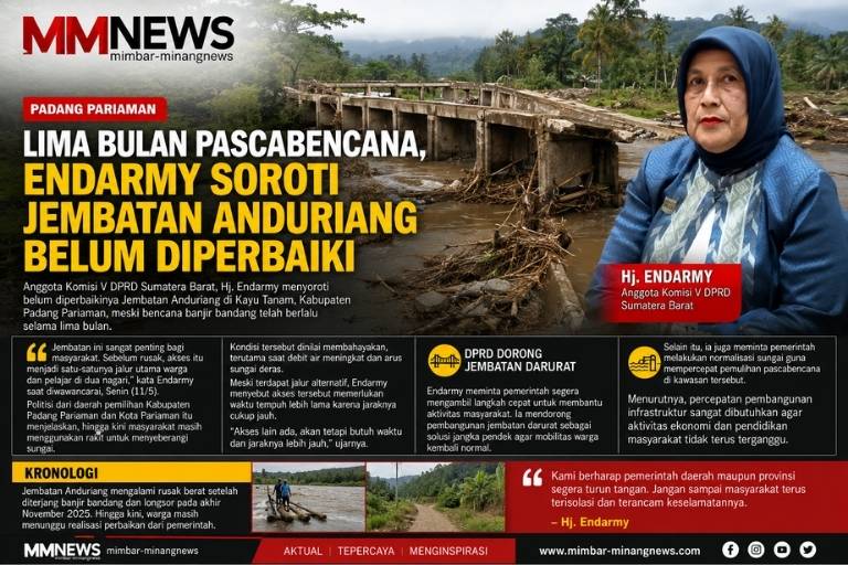 Lima Bulan Pascabencana, Endarmy Soroti Jembatan Anduriang Belum Diperbaiki