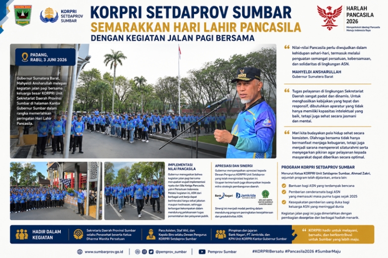 KORPRI Setdaprov Sumbar Semarakkan Hari Lahir Pancasila dengan Jalan Pagi Bersama