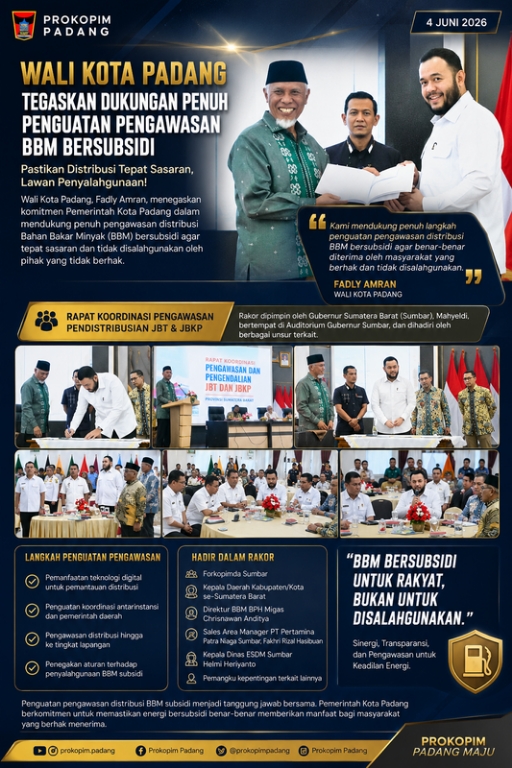 Wali Kota Padang Tegaskan Perang Melawan Penyalahgunaan BBM Subsidi