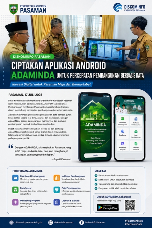 Diskominfo Pasaman Ciptakan Aplikasi Android ADAMINDA untuk Percepatan Pembangunan Berbasis Data