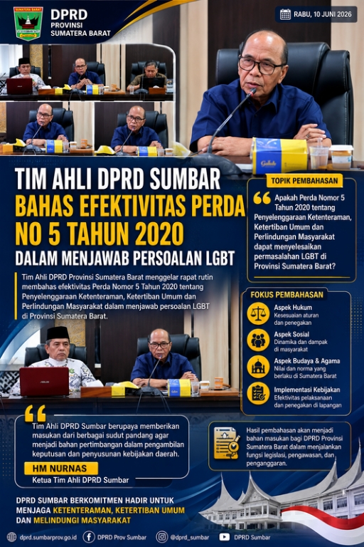 Tim Ahli DPRD Sumbar Bahas Efektivitas Perda No. 5 Tahun 2020 dalam Menjawab Persoalan LGBT