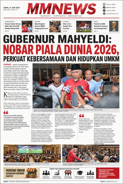 Gubernur Mahyeldi: Nobar Piala Dunia 2026 Perkuat Kebersamaan dan Hidupkan UMKM