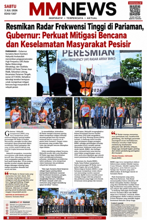 Resmikan Radar Frekuensi Tinggi di Pariaman, Gubernur: Perkuat Mitigasi Bencana dan Keselamatan Masyarakat Pesisir