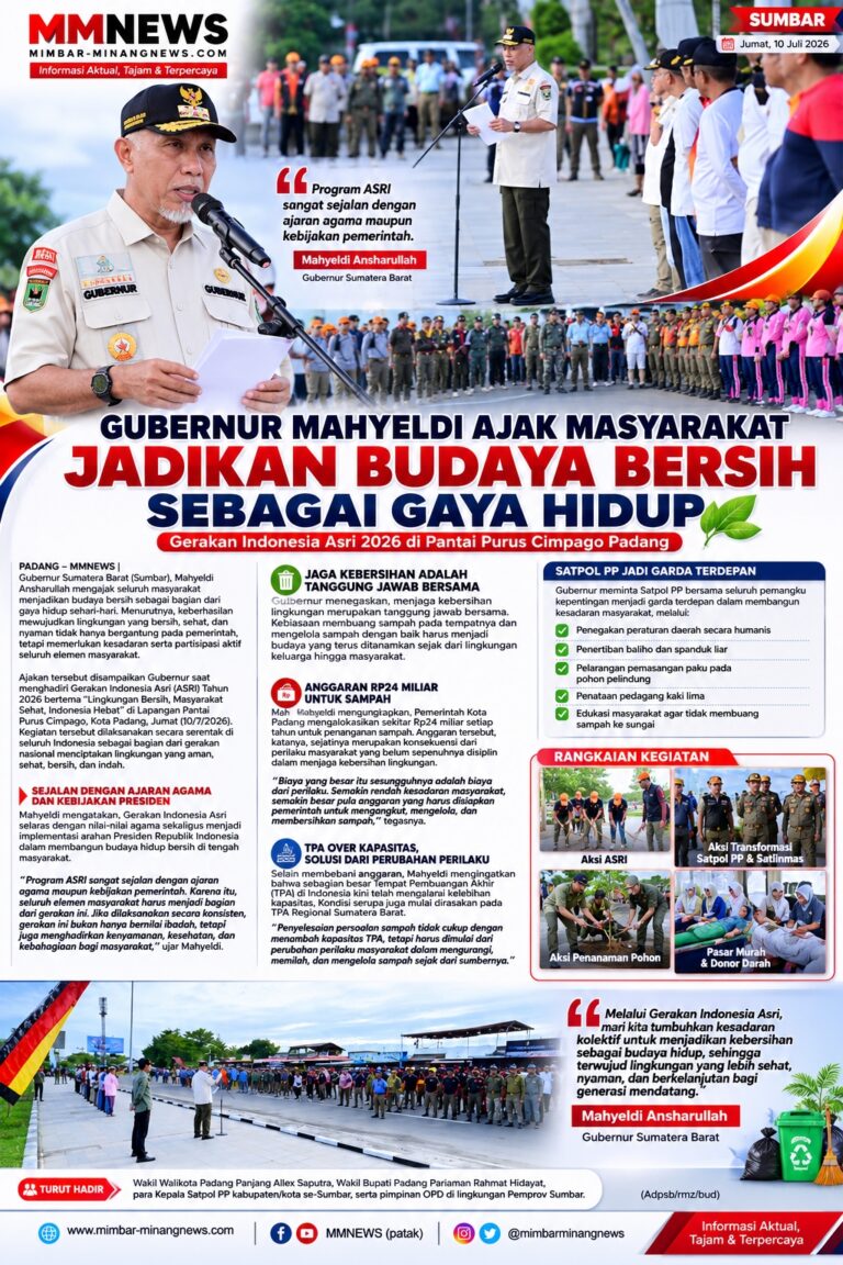 Gubernur Mahyeldi Ajak Masyarakat Jadikan Budaya Bersih sebagai Gaya Hidup
