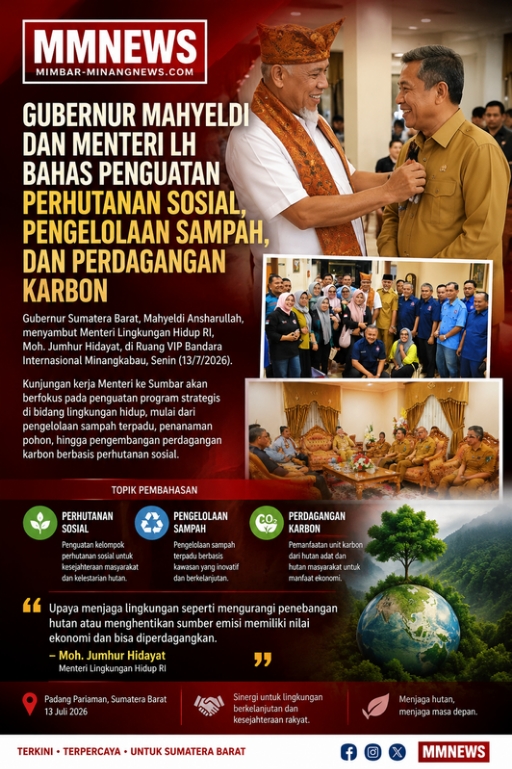 Gubernur Mahyeldi dan Menteri LH Bahas Penguatan Perhutanan Sosial, Pengelolaan Sampah, dan Perdagangan Karbon