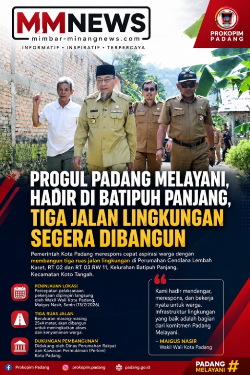 Progul Padang Melayani Hadir di Batipuh Panjang, Tiga Jalan Lingkungan Segera Dibangun