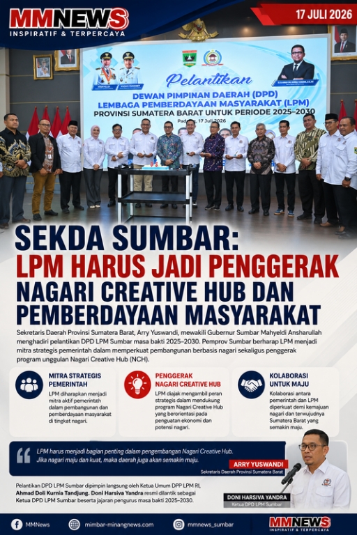 Sekda Sumbar: LPM Harus Jadi Penggerak Nagari Creative Hub dan Pemberdayaan Masyarakat