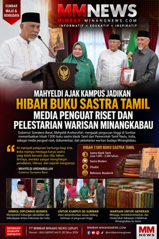 Mahyeldi Ajak Kampus Jadikan Hibah 7.000 Buku Sastra Tamil sebagai Penguat Riset dan Pelestarian Warisan Minangkabau