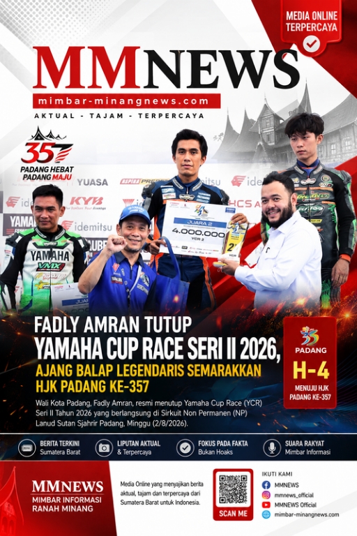 Fadly Amran Tutup Yamaha Cup Race Seri II 2026, 542 Starter Ramaikan HJK Padang ke-357