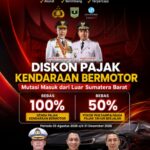 Diskon Pajak Kendaraan Bermotor Resmi Dimulai, Pemprov Sumbar Ajak Warga Manfaatkan Program Mutasi Masuk hingga Akhir 2026