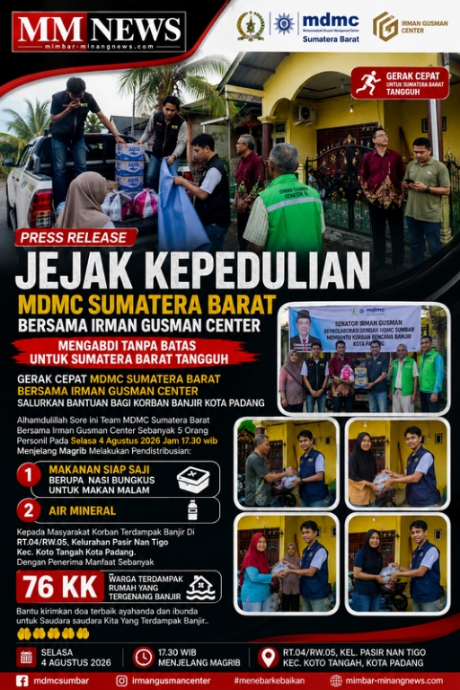Jejak Kepedulian MDMC Sumatera Barat dan Irman Gusman Center, Gerak Cepat Salurkan Bantuan untuk 76 KK Korban Banjir di Padang