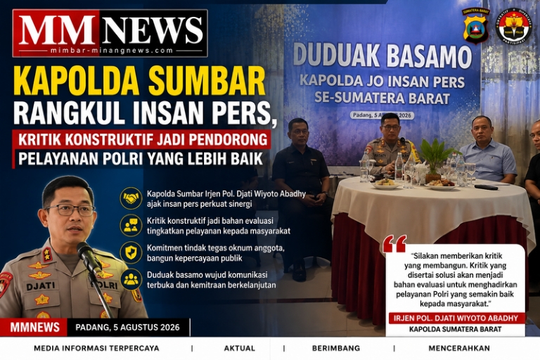 Kapolda Sumbar Rangkul Insan Pers, Tegaskan Kritik Konstruktif Jadi Pilar Penguatan Pelayanan Polri