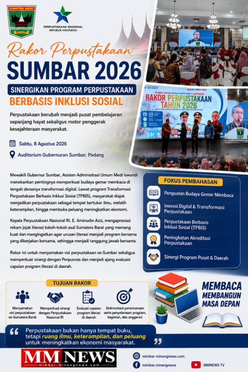 Rakor Perpustakaan Sumbar 2026 Perkuat Sinergi Literasi, Perpustakaan Didorong Jadi Motor Kesejahteraan Masyarakat