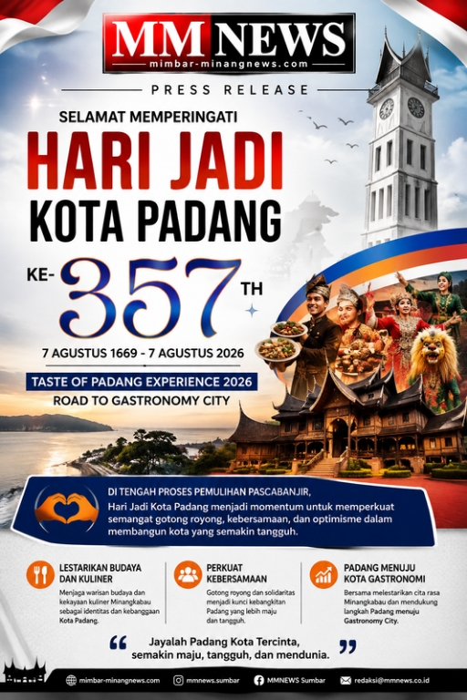 Hari Jadi Kota Padang ke-357: Bangkit Bersama, Wujudkan Kota Tangguh Menuju Gastronomy City Dunia