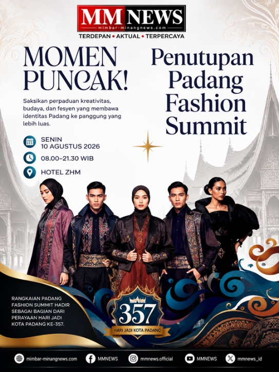 Momen Puncak Padang Fashion Summit 2026, Wastra Minangkabau Bersinar di Panggung Dunia