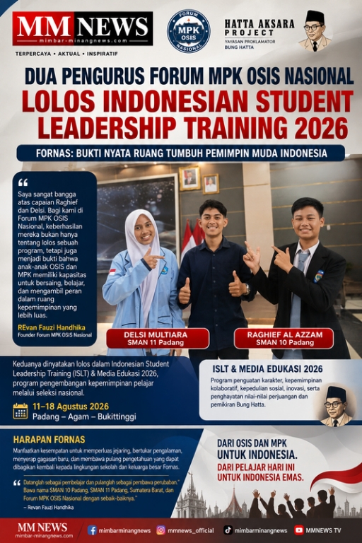 Dua Pengurus Forum MPK OSIS Nasional Lolos ISLT 2026, Fornas Tegaskan Komitmen Cetak Pemimpin Muda Indonesia
