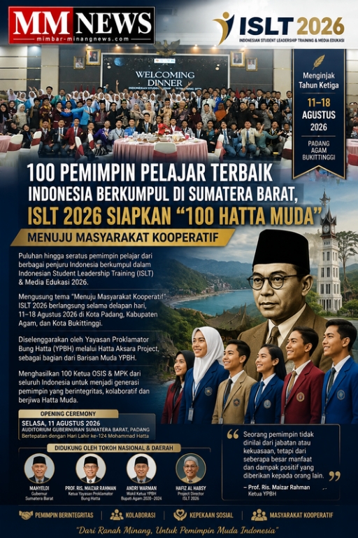 100 Pemimpin Pelajar Indonesia Berkumpul di Sumbar, ISLT 2026 Siapkan “100 Hatta Muda”
