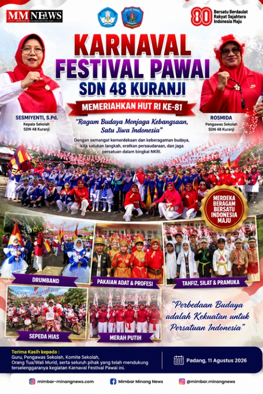 Karnaval Festival Pawai SDN 48 Kuranji Semarakkan HUT RI ke-81, Ragam Budaya Jadi Simbol Persatuan