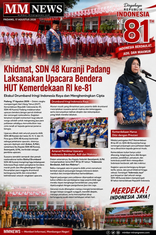 Khidmat, SDN 48 Kuranji Padang Laksanakan Upacara Bendera HUT Kemerdekaan RI ke-81