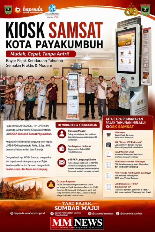 KIOSK Samsat Hadir di Payakumbuh, Bayar Pajak Kendaraan Kini Lebih Mudah dan Cashless