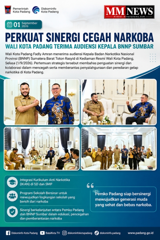 Perkuat Benteng Sekolah dari Narkoba, Pemko Padang Siap Terapkan Kurikulum Anti Narkotika