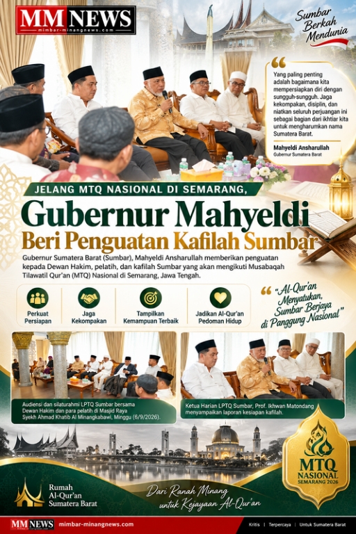 Jelang MTQ Nasional di Semarang, Mahyeldi Kobarkan Semangat Kafilah Sumbar: Tampil Terbaik, Jaga Marwah Ranah Minang