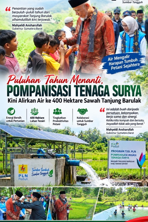 Puluhan Tahun Menanti, Pompanisasi Tenaga Surya Akhirnya Aliri 400 Hektare Sawah Tanjung Barulak