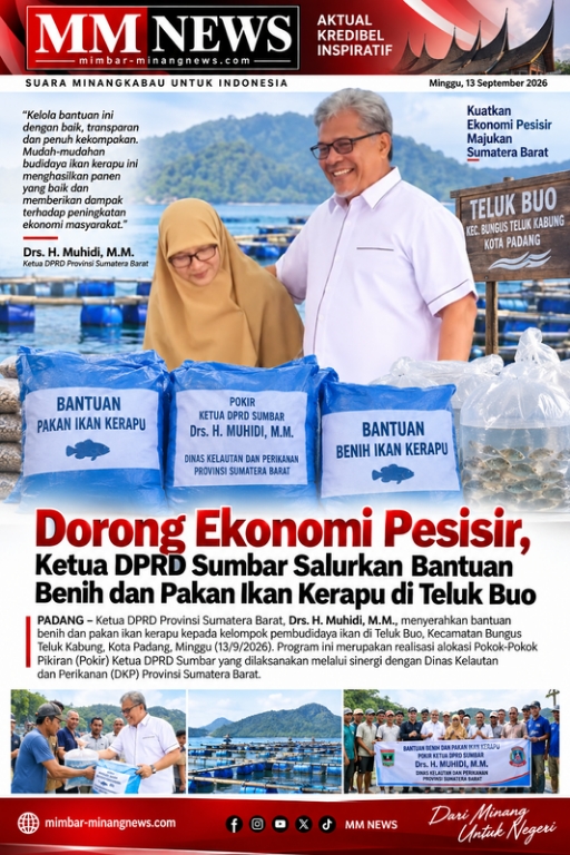 Dorong Ekonomi Pesisir, Muhidi Salurkan Bantuan Benih dan Pakan Ikan Kerapu di Teluk Buo