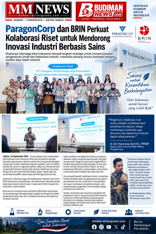 ParagonCorp dan BRIN Perkuat Kolaborasi Riset, Eksplorasi Mikroalga Lokal untuk Inovasi Kosmetik Berbasis Sains