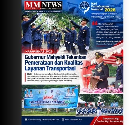 Harhubnas 2026, Mahyeldi Tekankan Pemerataan dan Kualitas Layanan Transportasi hingga Nagari