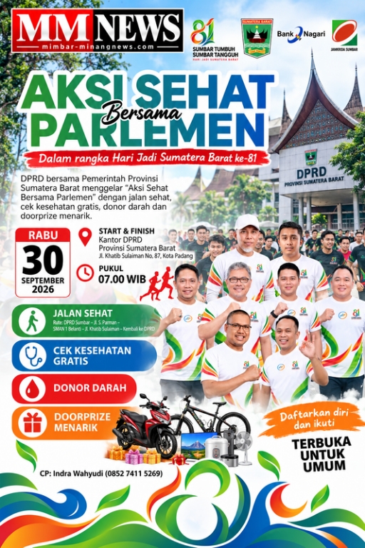 Jalan Sehat DPRD Sumbar 30 September Dibuka untuk Umum, Wartawan Diajak Ikut dan Berburu Doorprize