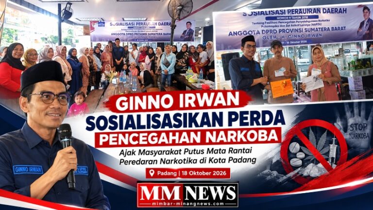 Ginno Irwan Sosialisasikan Perda Pencegahan Narkoba, Dorong Pembentukan Posko Antinarkoba di Setiap Kelurahan Kota Padang