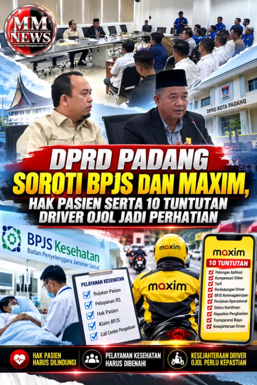 DPRD Padang Soroti Pelayanan BPJS dan Kemitraan Maxim, Hak Pasien hingga 10 Tuntutan Driver Ojol Jadi Perhatian